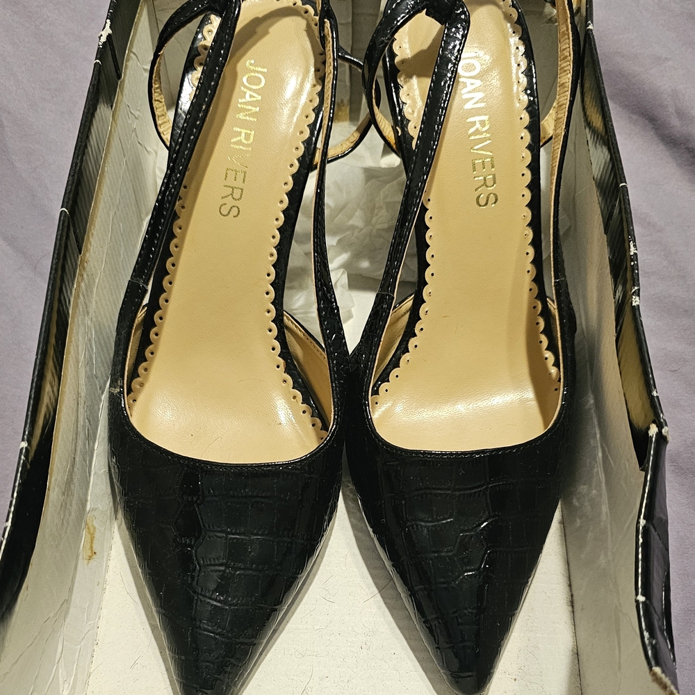 Joan Rivers Elegant Black Textured Heels